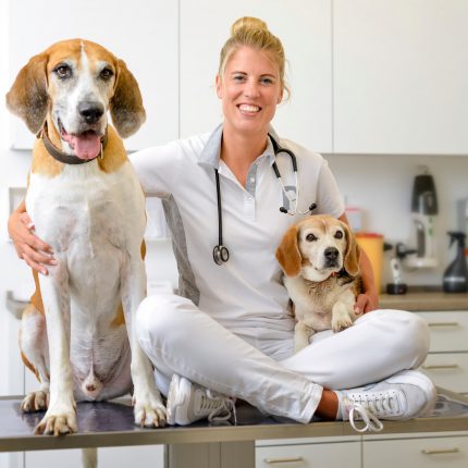 Tierärztin Dr. Tanja Pollmüller mit ihren Hunden